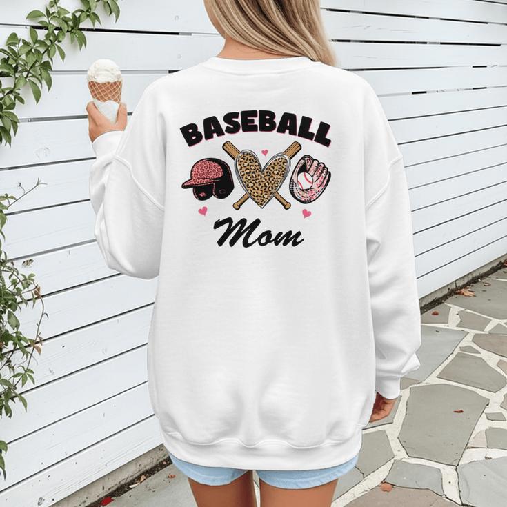 Baseball Mom Leopard Heart Game Day Love Mommy Women's Sweatshirt Back Print Baseball Mom Leopard Heart Game Day Love Mommy Women's Sweatshirt Back Print