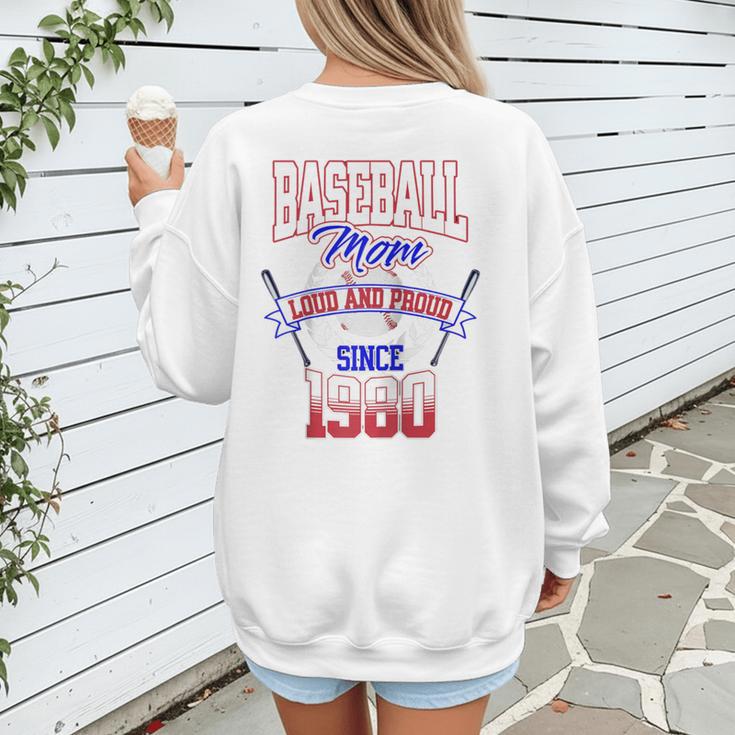 Baseball Mom Loud & Proud Since 1980 Raglan Baseball Tee Women's Sweatshirt Back Print