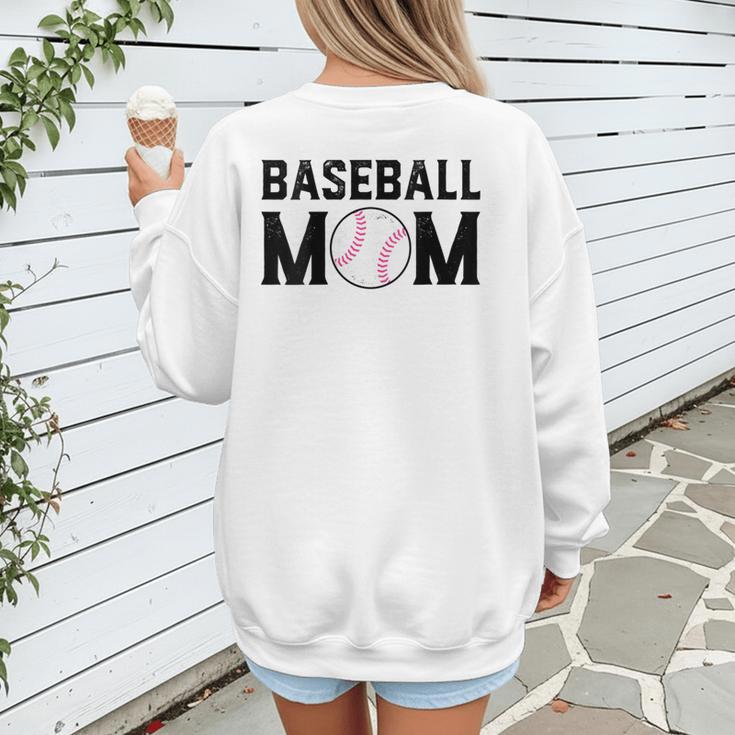 Baseball Mom Mommy Mama Mother's Day Women Retro Ball Sports Women's Sweatshirt Back Print