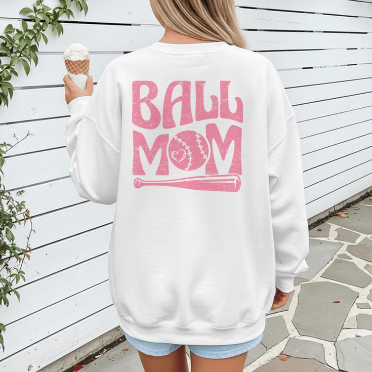 Baseball Mom Pride Heart And Bat Love Game Day Women's Sweatshirt Back Print