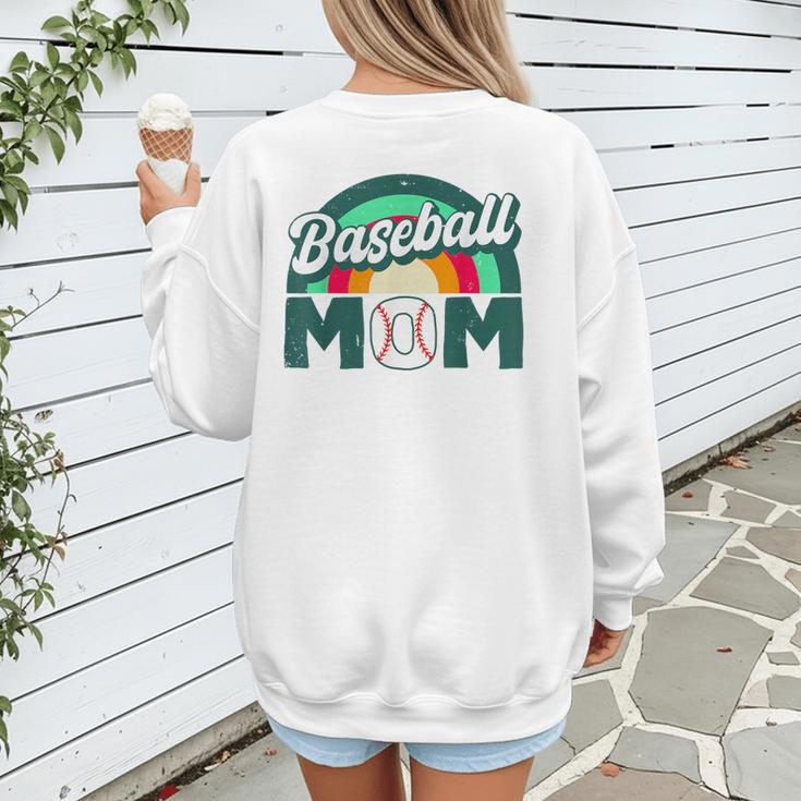 Baseball Mom Rainbow Game Day Women's Sweatshirt Back Print Baseball Mom Rainbow Game Day Women's Sweatshirt Back Print