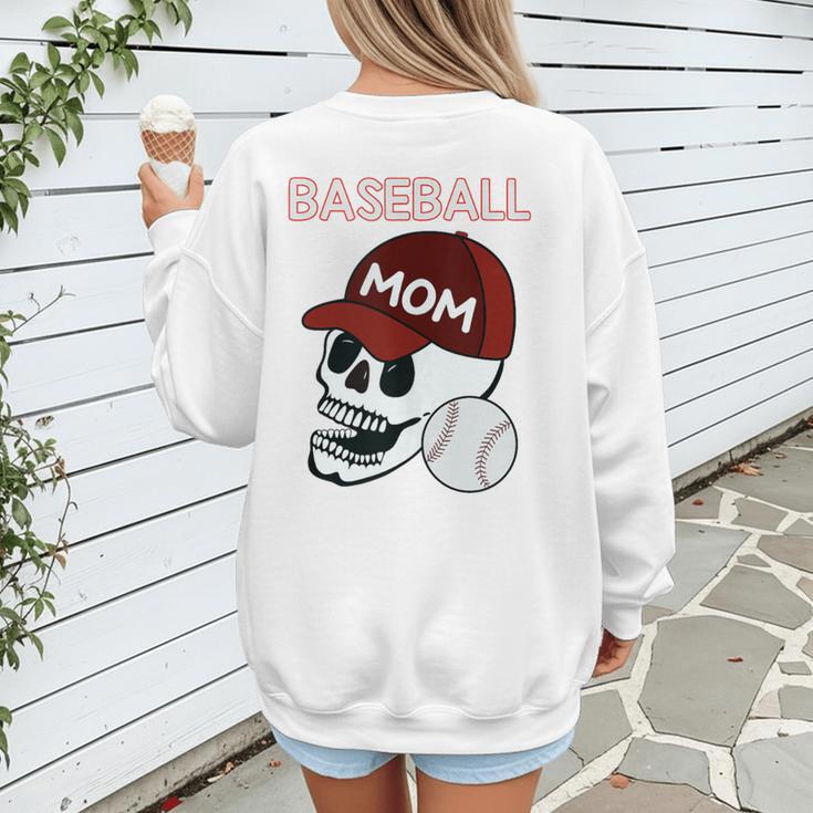 Baseball Mom Skull Sports Skeleton Women's Sweatshirt Back Print Baseball Mom Skull Sports Skeleton Women's Sweatshirt Back Print