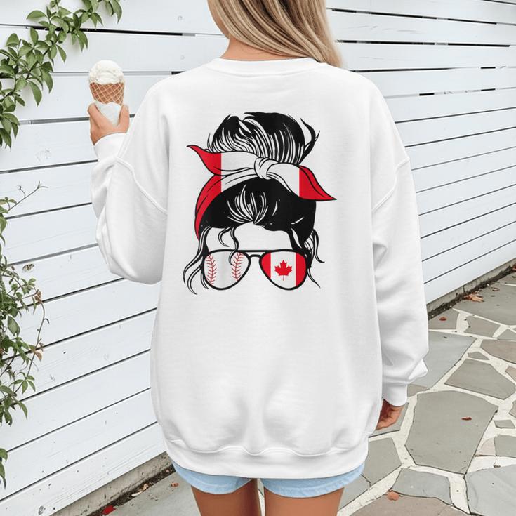 Canadian Baseball Mom Canada Flag Baseball Girl Women's Sweatshirt Back Print Canadian Baseball Mom Canada Flag Baseball Girl Women's Sweatshirt Back Print