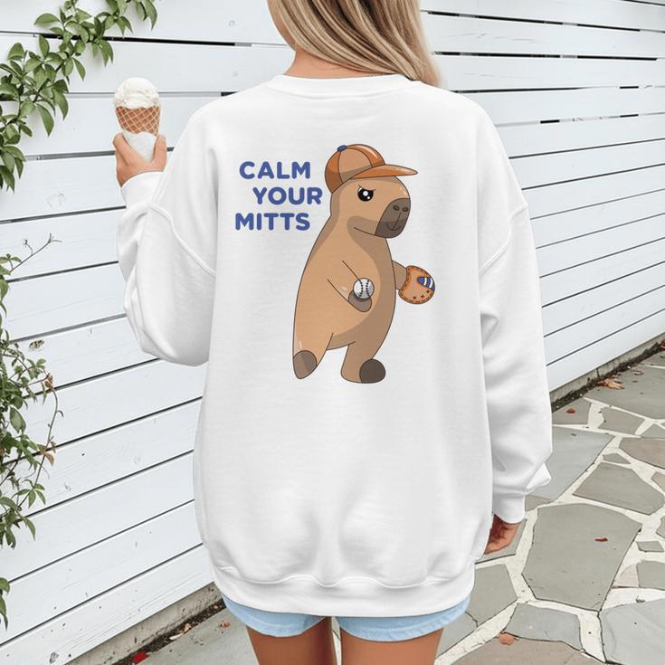 Capybara Calm Your Mitts Baseball Mom Sport Lover Tee Women's Sweatshirt Back Print Capybara Calm Your Mitts Baseball Mom Sport Lover Tee Women's Sweatshirt Back Print