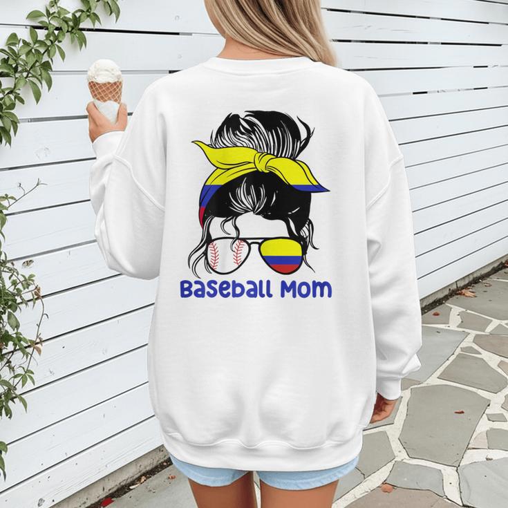 Colombia Baseball Mom Messy Bun Women's Sweatshirt Back Print Colombia Baseball Mom Messy Bun Women's Sweatshirt Back Print