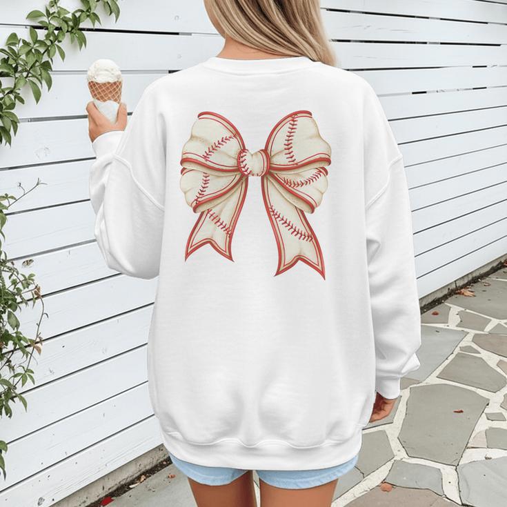 Coquette Bow Baseball Mama Baseball Mom Women Premium Women's Sweatshirt Back Print Coquette Bow Baseball Mama Baseball Mom Women Premium Women's Sweatshirt Back Print
