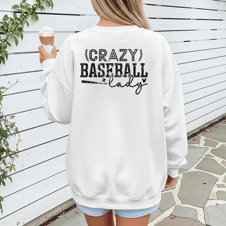 Crazy Baseball Lady Baseball Mom Sporty Humor Women's Sweatshirt Back Print Crazy Baseball Lady Baseball Mom Sporty Humor Women's Sweatshirt Back Print