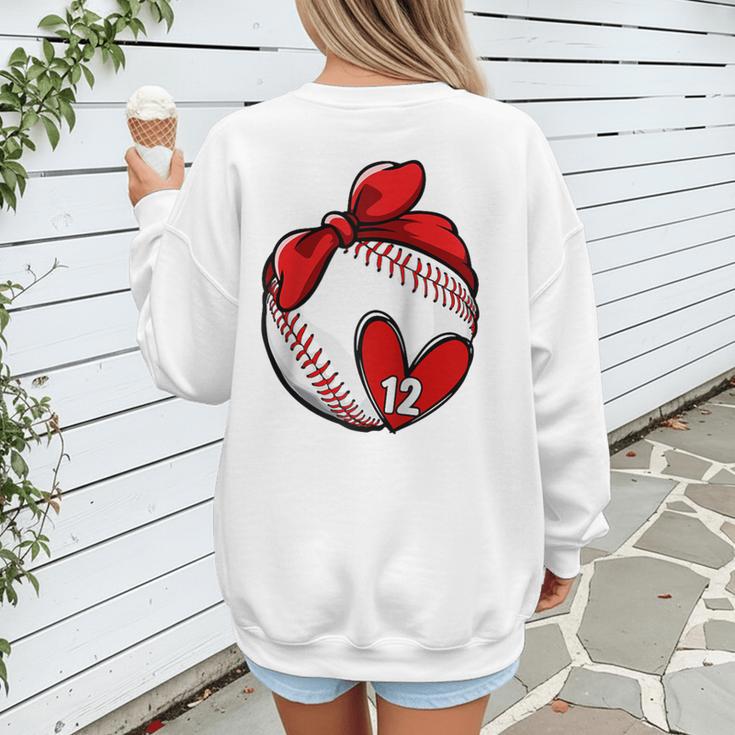 Custom Baseball Mom Number 12 Heart For Mom Mommy Raglan Baseball Tee Women's Sweatshirt Back Print Custom Baseball Mom Number 12 Heart For Mom Mommy Raglan Baseball Tee Women's Sweatshirt Back Print