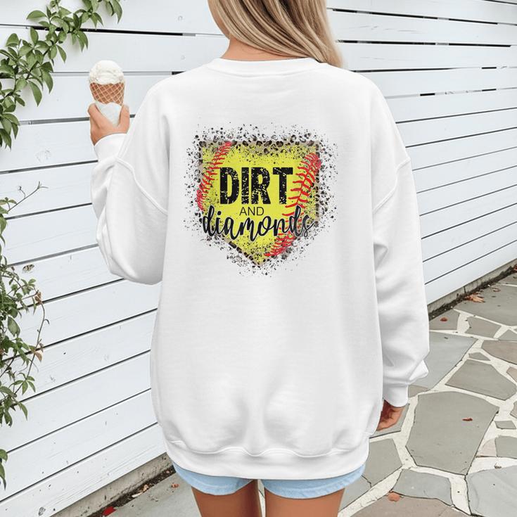 Dirt And Diamonds Baseball Leopard Baseball Mom Women's Sweatshirt Back Print