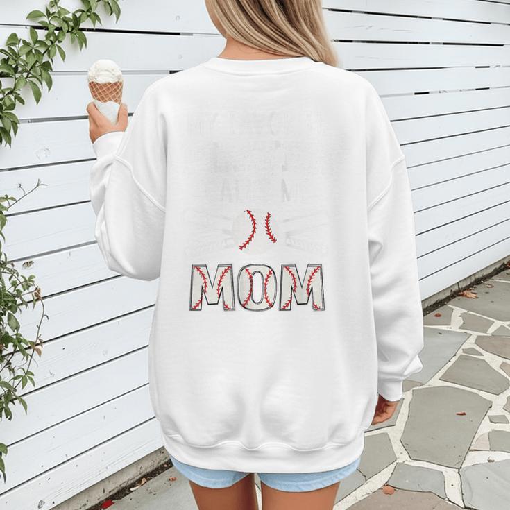 My Favorite Player Calls Me Mom Baseball Mom Game Day Women's Sweatshirt Back Print