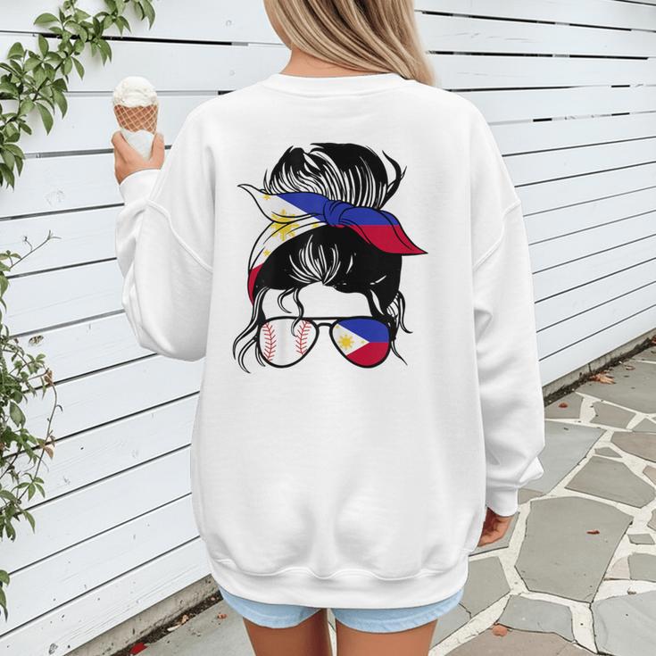 Filipina Baseball Mom Philippines Flag Baseball Girl Women's Sweatshirt Back Print