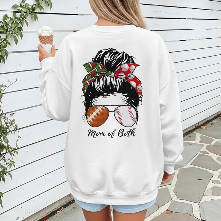 Football Mom Baseball Mom Of Both Messy Bun Mother's Day Premium Tri-Blend Women's Sweatshirt Back Print Football Mom Baseball Mom Of Both Messy Bun Mother's Day Premium Tri-Blend Women's Sweatshirt Back Print