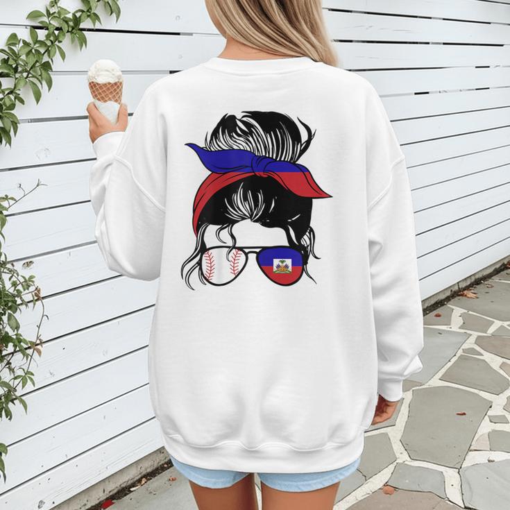 Haitian Baseball Mom Haiti Flag Baseball Girl Women's Sweatshirt Back Print Haitian Baseball Mom Haiti Flag Baseball Girl Women's Sweatshirt Back Print