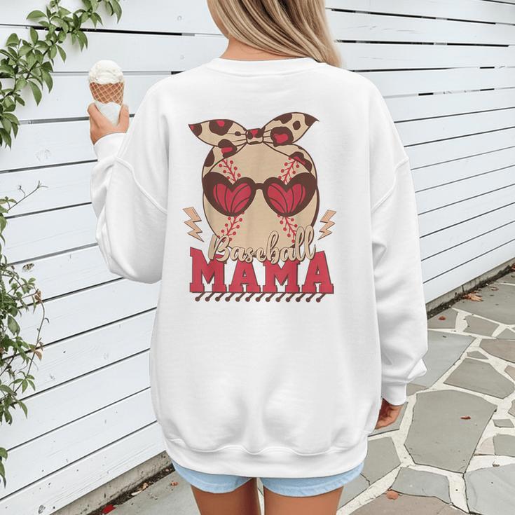 Heart Glasses Baseball Mama Baseball Mom Mother's Day Women's Sweatshirt Back Print
