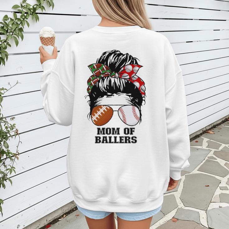 Mom Of Ballers Messy Bun Football Mom Baseball Mom Of Both Premium Tri-Blend Women's Sweatshirt Back Print Mom Of Ballers Messy Bun Football Mom Baseball Mom Of Both Premium Tri-Blend Women's Sweatshirt Back Print