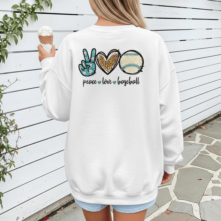 Peace Love Baseball Lover Motif For Women Pink Baseball Mom Women's Sweatshirt Back Print Peace Love Baseball Lover Motif For Women Pink Baseball Mom Women's Sweatshirt Back Print