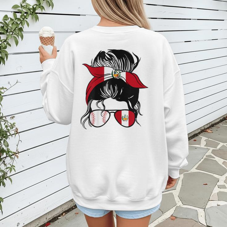 Peruvian Baseball Mom Peru Flag Baseball Girl Women's Sweatshirt Back Print Peruvian Baseball Mom Peru Flag Baseball Girl Women's Sweatshirt Back Print