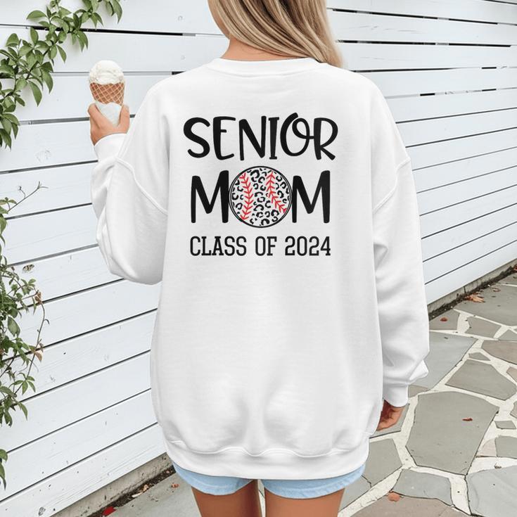 Proud Senior Baseball Mom Senior 2024 Class Leopard Game Day Raglan Baseball Tee Women's Sweatshirt Back Print