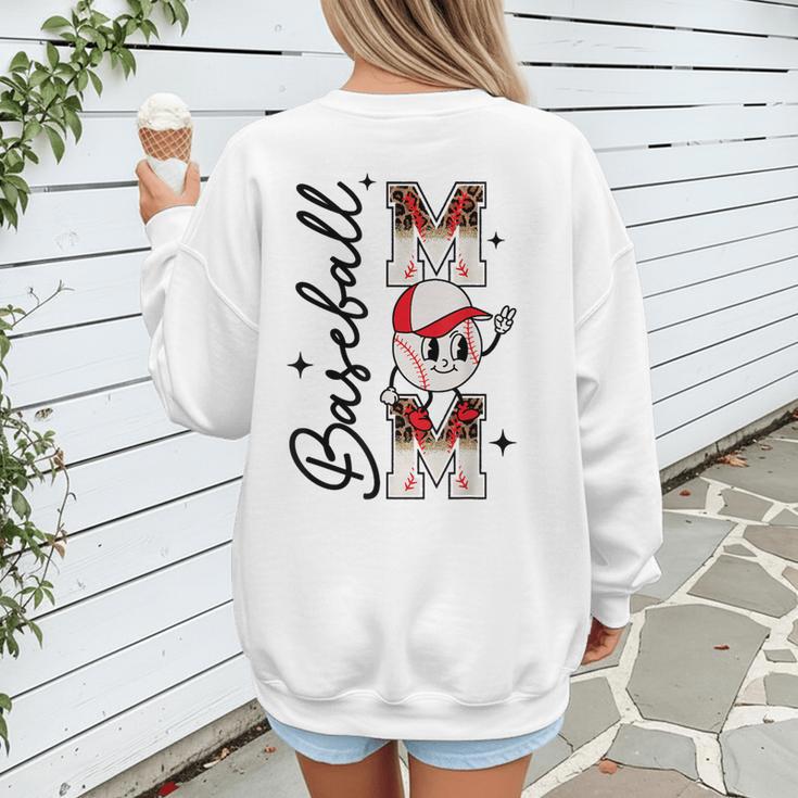 Retro Baseball Mom Mama Baseball Life Softball Life Game Day Women's Sweatshirt Back Print