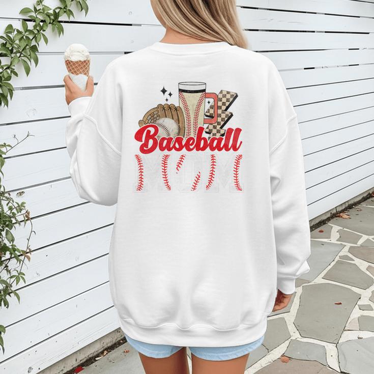 Retro Coffee Baseball Mama Mother's Day Baseball Mom Premium Women's Sweatshirt Back Print