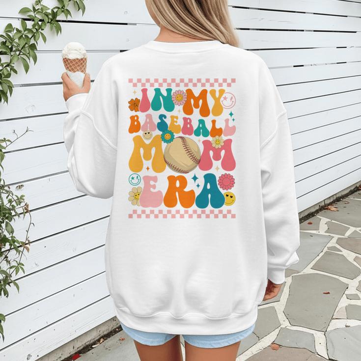 Retro Groovy In My Baseball Mom Era Happy Women Premium Women's Sweatshirt Back Print