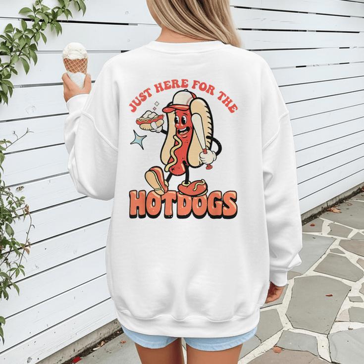 Retro Just Here For The Hotdogs Baseball Mom Sport Lover Women's Sweatshirt Back Print Retro Just Here For The Hotdogs Baseball Mom Sport Lover Women's Sweatshirt Back Print