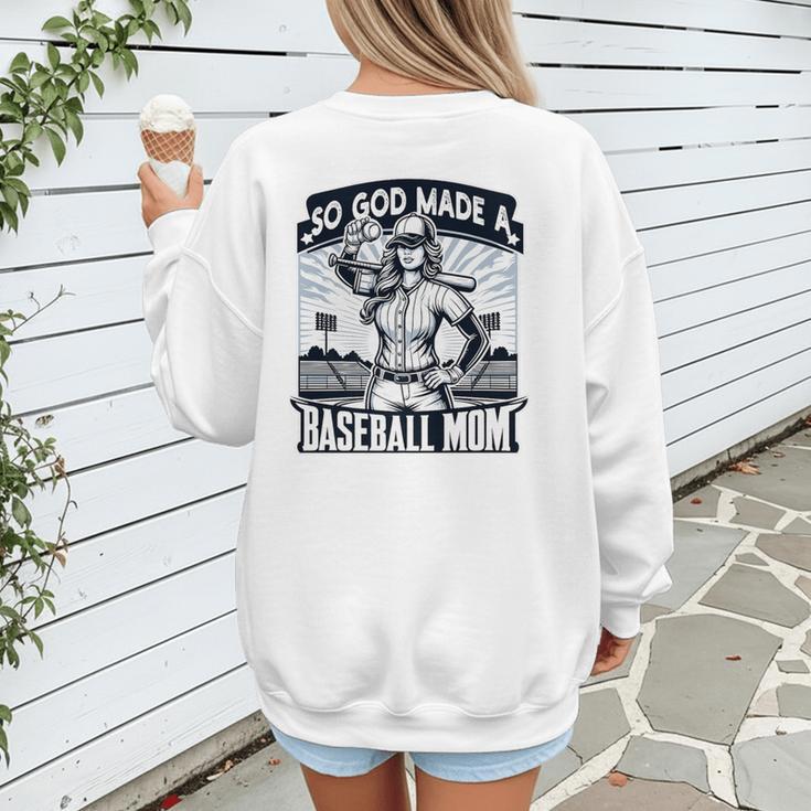 So God Made A Baseball Mom Baseball Player Premium Women's Sweatshirt Back Print