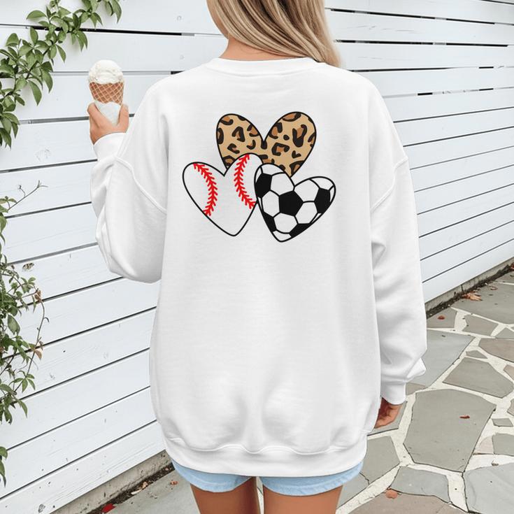 Soccer Baseball Heart Soccer Baseball Mom Women's Sweatshirt Back Print Soccer Baseball Heart Soccer Baseball Mom Women's Sweatshirt Back Print