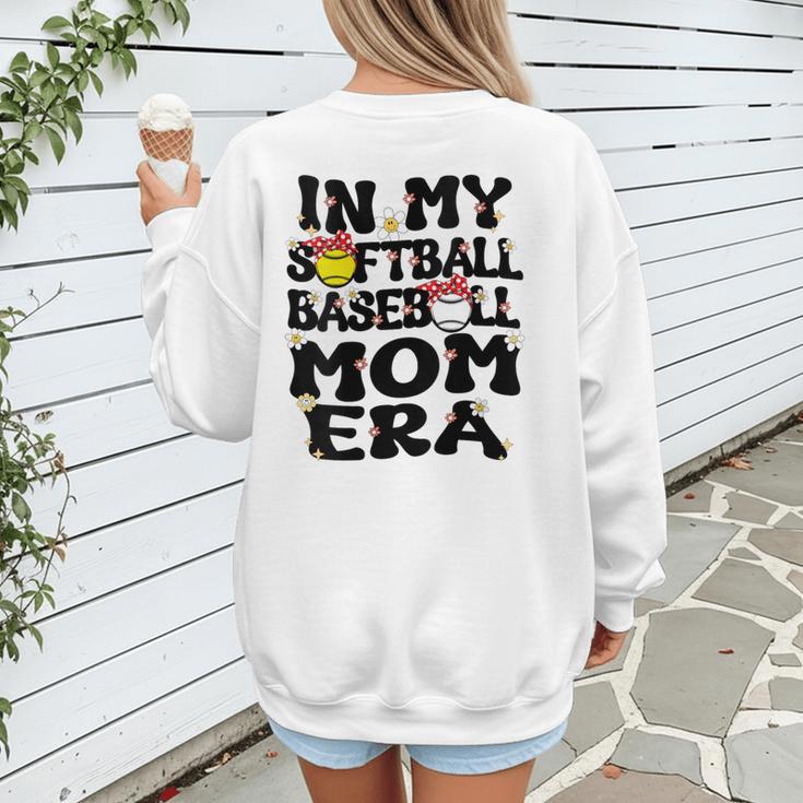 In My Softball Baseball Mom Era Retro Groovy Mom Of Both Women's Sweatshirt Back Print