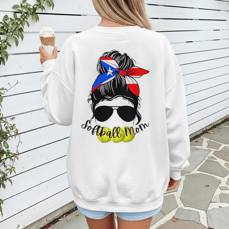 Softball Mom Puerto Rican Mom Spanish Baseball Mom Tote Women's Sweatshirt Back Print
