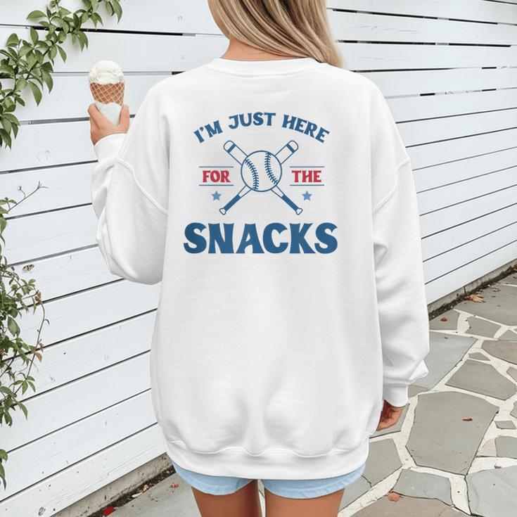 Spring 2024 Season Cute Baseball Mom Here For The Snacks Women's Sweatshirt Back Print Spring 2024 Season Cute Baseball Mom Here For The Snacks Women's Sweatshirt Back Print