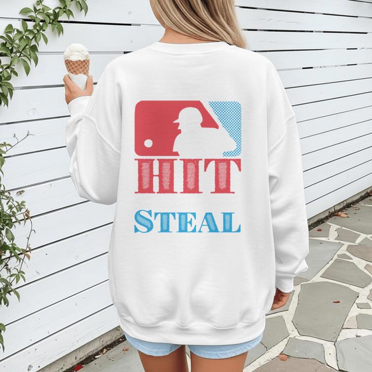 I Teach My Kid Baseball Mom Vintage Coach Baseball Women's Sweatshirt Back Print