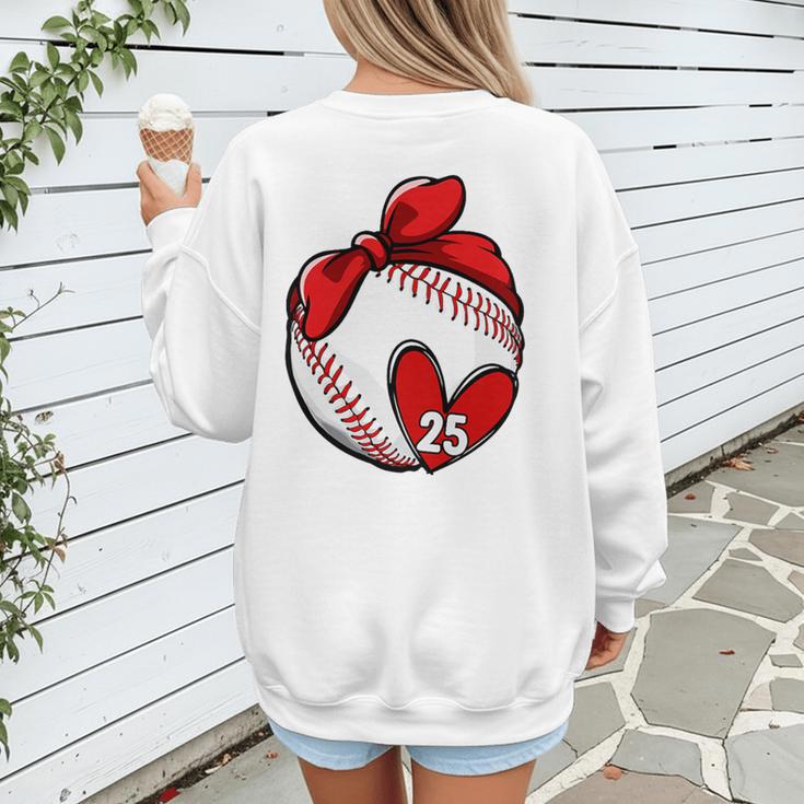 Womens Custom Baseball Mom Number 25 Heart For Mom Mommy Premium Women's Sweatshirt Back Print Womens Custom Baseball Mom Number 25 Heart For Mom Mommy Premium Women's Sweatshirt Back Print