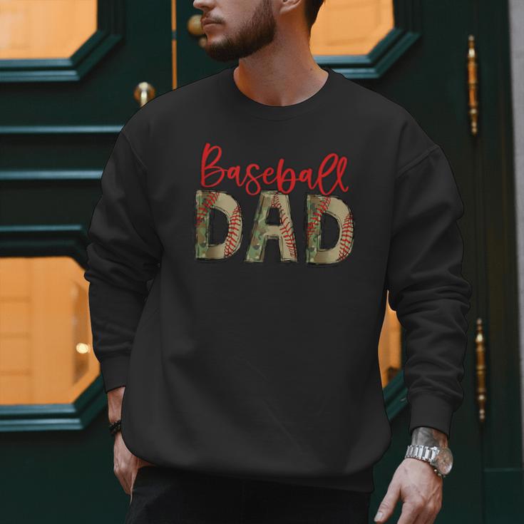 Baseball Dad Camouflage Camo Flag Military Father's Day Men Sweatshirt Baseball Dad Camouflage Camo Flag Military Father's Day Men Sweatshirt