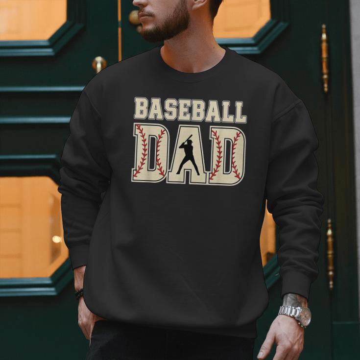 Baseball Dad Distressed Bold Stitch Graphic Sports Father Men Sweatshirt Baseball Dad Distressed Bold Stitch Graphic Sports Father Men Sweatshirt