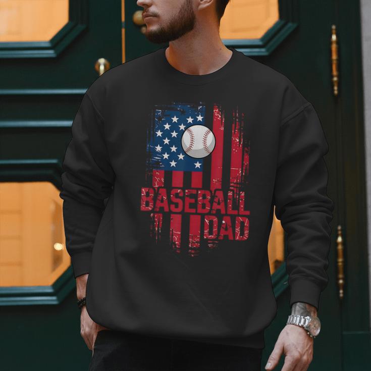 Baseball Dad USA American Flag 4th Of July Men Sweatshirt