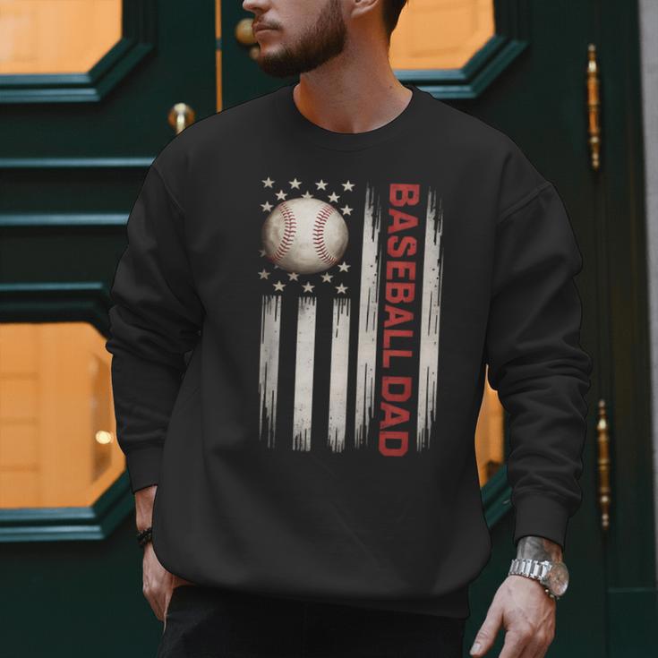 Baseball DAD USA American Flag Fathers Day 4th Of July Men Sweatshirt
