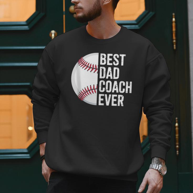 Best Baseball Dad Coach Ever Retro Father Baseball Coach Dad Men Sweatshirt