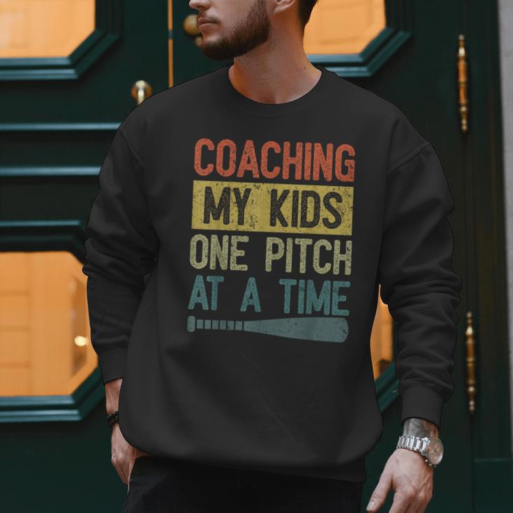Coaching My Kids One Pitch At A Time Vintage Baseball Dad Men Sweatshirt Coaching My Kids One Pitch At A Time Vintage Baseball Dad Men Sweatshirt