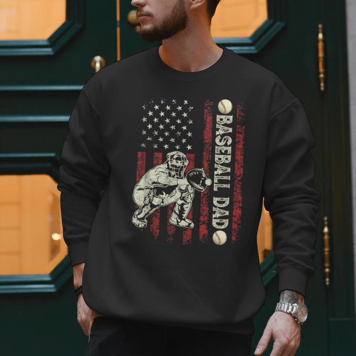 Fathers Day Baseball Dad Flag Dad Men Baseball Catcher Men Sweatshirt Fathers Day Baseball Dad Flag Dad Men Baseball Catcher Men Sweatshirt