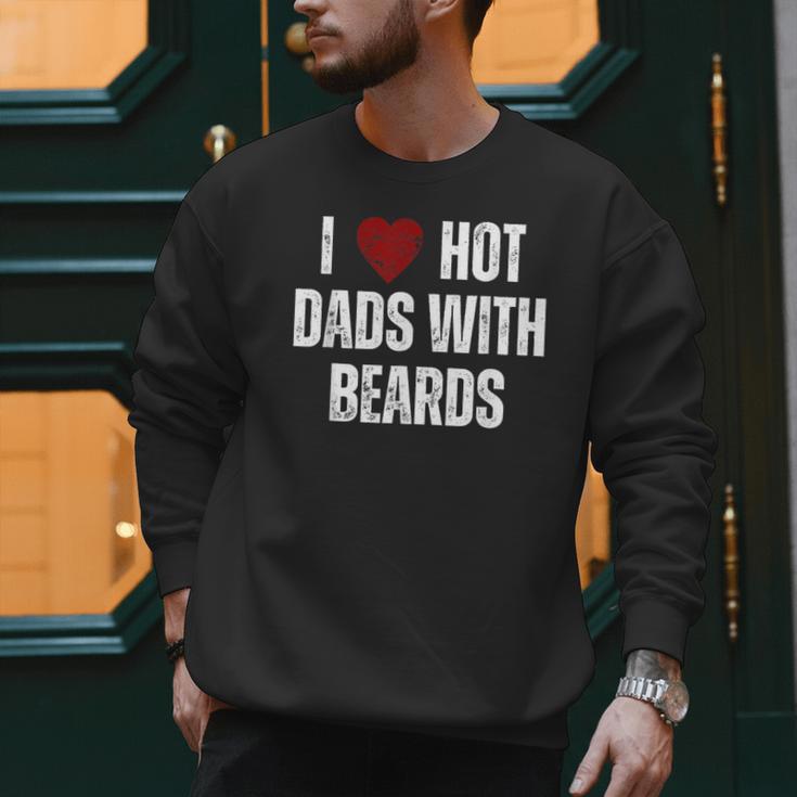 I Love Hot Baseball Dads With Beards Red Hearts Men Sweatshirt