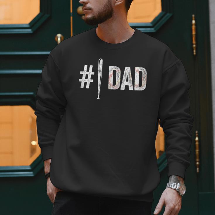 Number One Baseball Dad For Father's Day Daddy Coach Men Sweatshirt