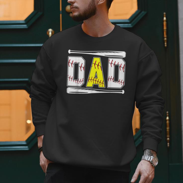 Softball Baseball Dad Of Ballers Baseball Softball Dad Men Sweatshirt