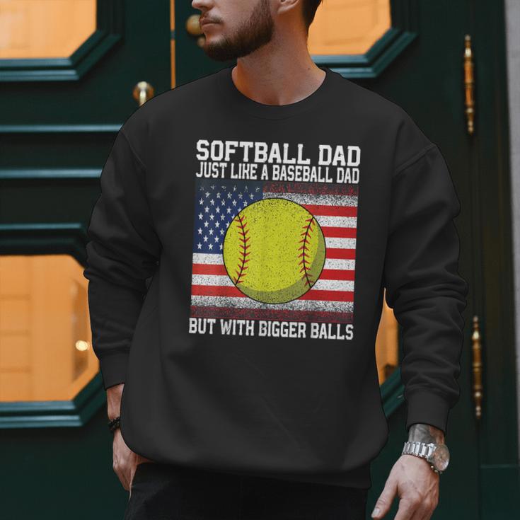 Softball Dad Like a Baseball Dad Father's Day USA Flag Men Sweatshirt Softball Dad Like a Baseball Dad Father's Day USA Flag Men Sweatshirt