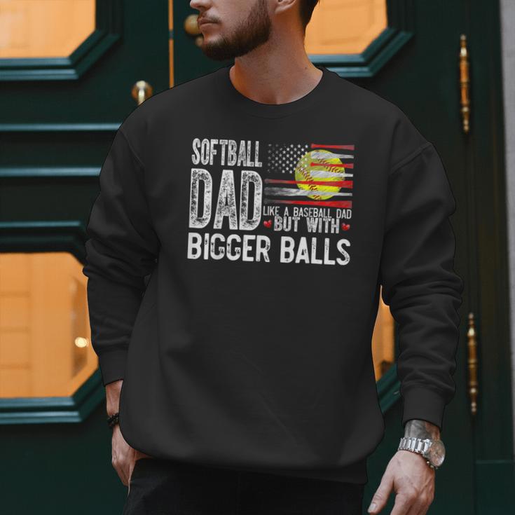 Softball Dad Like A Baseball Dad Retro US Flag Father's Day Men Sweatshirt Softball Dad Like A Baseball Dad Retro US Flag Father's Day Men Sweatshirt