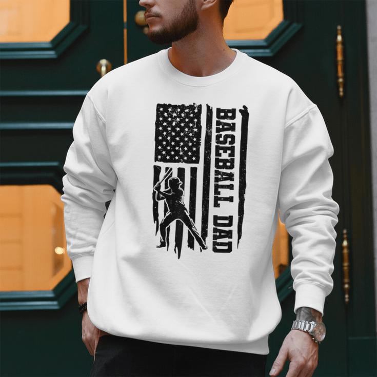 Baseball Dad Retro American USA Flag Baseball Father's Day Men Sweatshirt