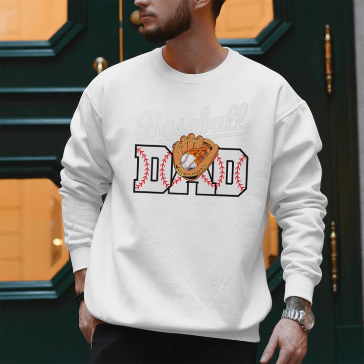 Baseball Dad Vintage Sports Fathers Day Baseball Fan Premium Men Sweatshirt