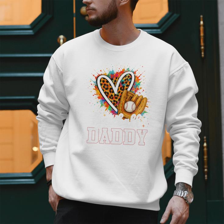 Baseball Daddy Leopard Heart Colorful Premium Men Sweatshirt Baseball Daddy Leopard Heart Colorful Premium Men Sweatshirt