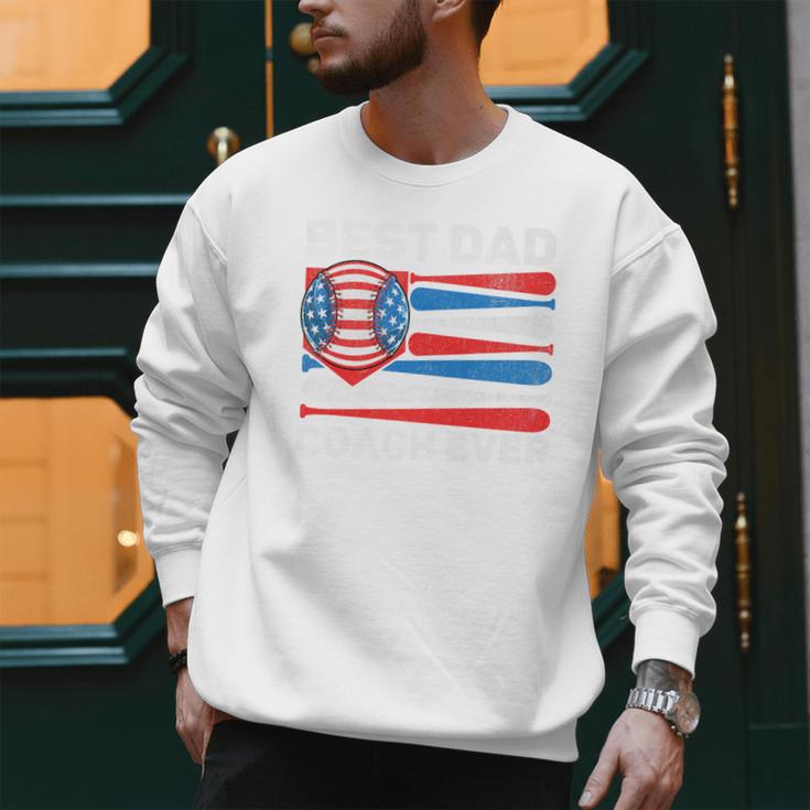 Best Dad Coach Ever Baseball Dad American Flag 4th Of July Premium Men Sweatshirt Best Dad Coach Ever Baseball Dad American Flag 4th Of July Premium Men Sweatshirt