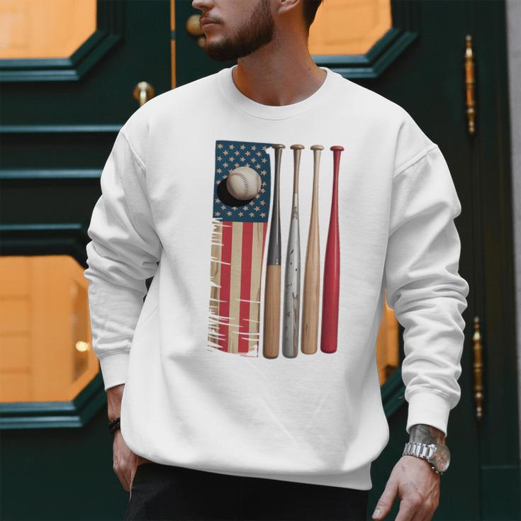 Patriotic USA Flag American Baseball Dad 4th Of July Premium Men Sweatshirt